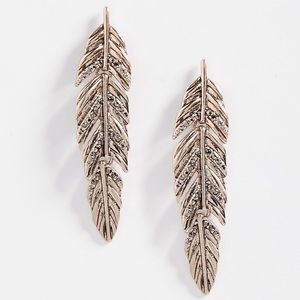 Rose Gold Feathered Rhinestone Earrings